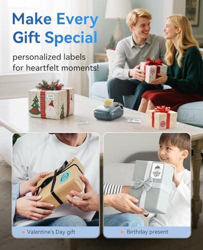 B1 Label Maker Machine with Tape, Thermal Label Printer Easy Blue Printer+Tape