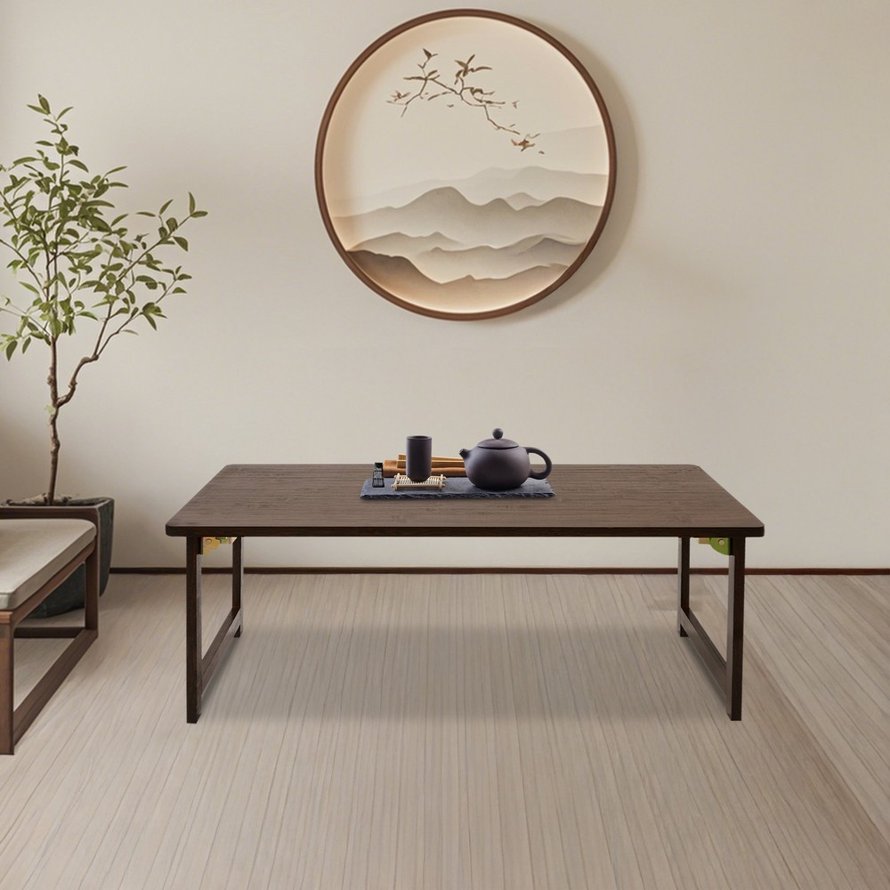 Bamboo Foldable Floor Coffee Table, Low Coffee Table, Floor Standing Table