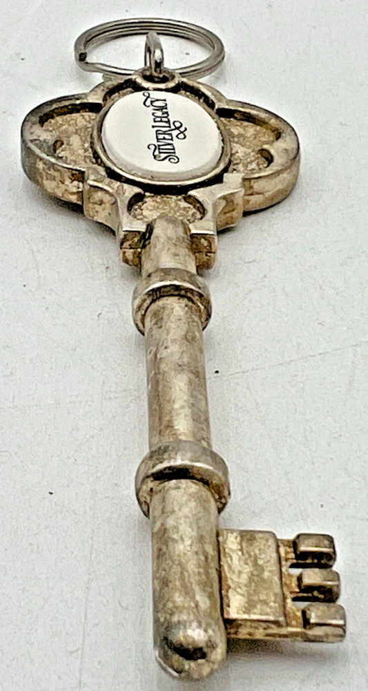 SILVER LEGACY SKELETON KEY SILVER TONE 4.5" LONG KEYCHAIN