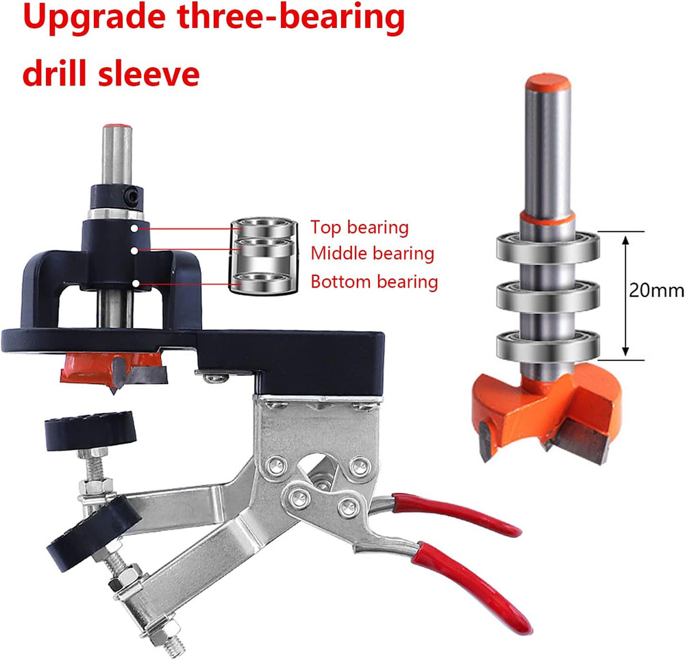 Concealed Positioning Hinge Hole Punch, 35Mm Door Hinge Jig with 2 Retaining Cli