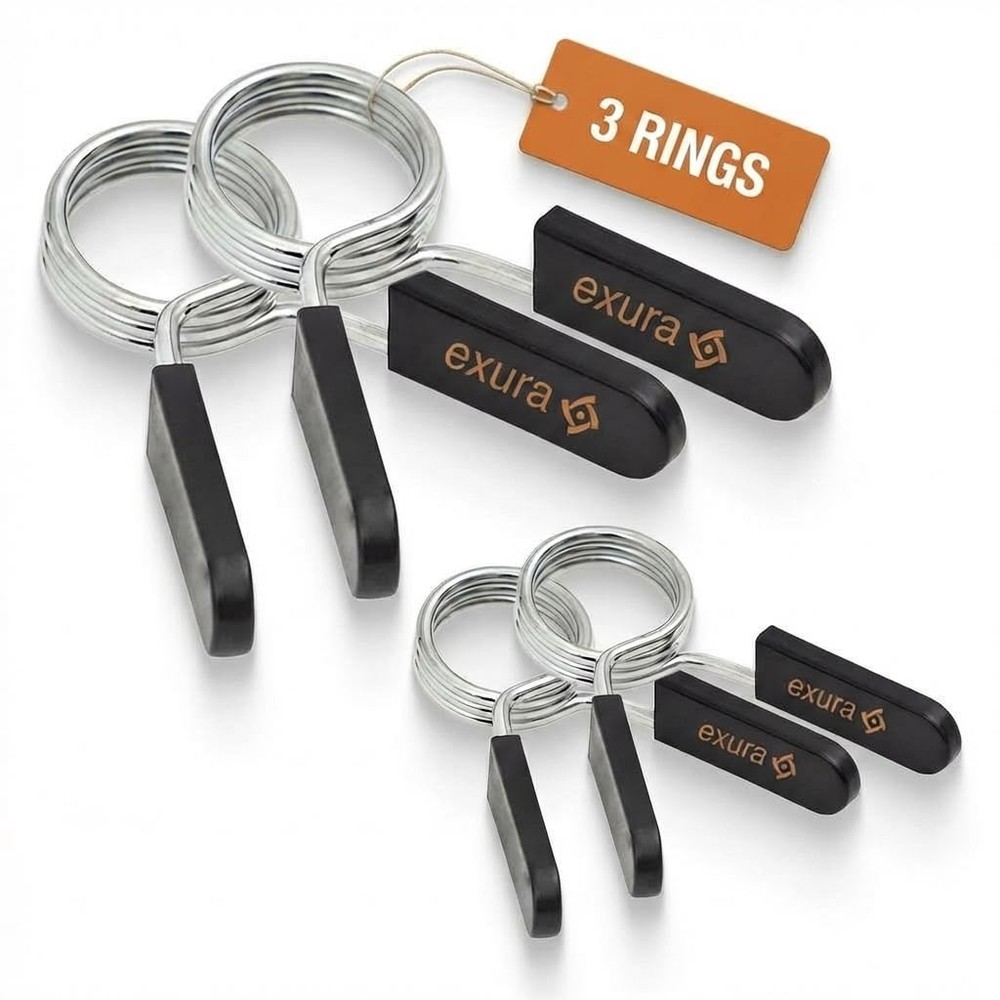 Heavy-Duty Spring Collars for Olympic Barbell -3 Ring Premium Durable Barbell...