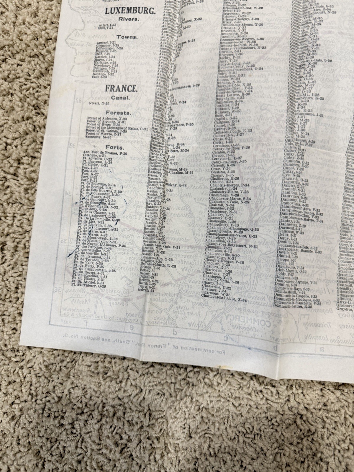 World War I Rand McNally War Map of French Front 1917 WWI EUC