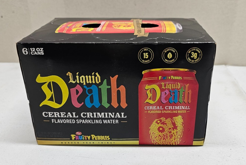 Fruity Pebbles Liquid Death Cereal Criminal Sparkling Water 12 Oz Cans