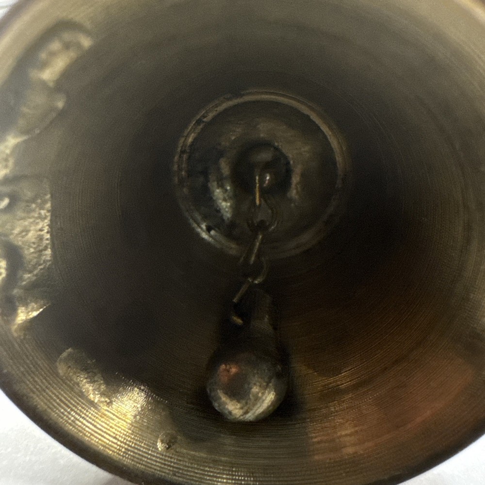 Antique Solid Brass Bell School Dinner Christmas 3.75”