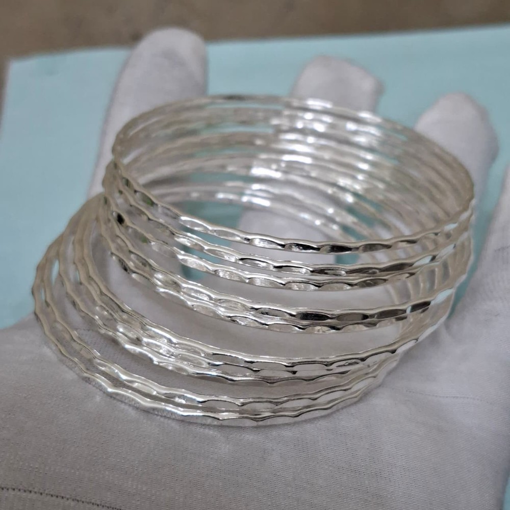 Silver Bangles Set, Solid 925 Sterling Silver Bangles, Beautiful Bangle