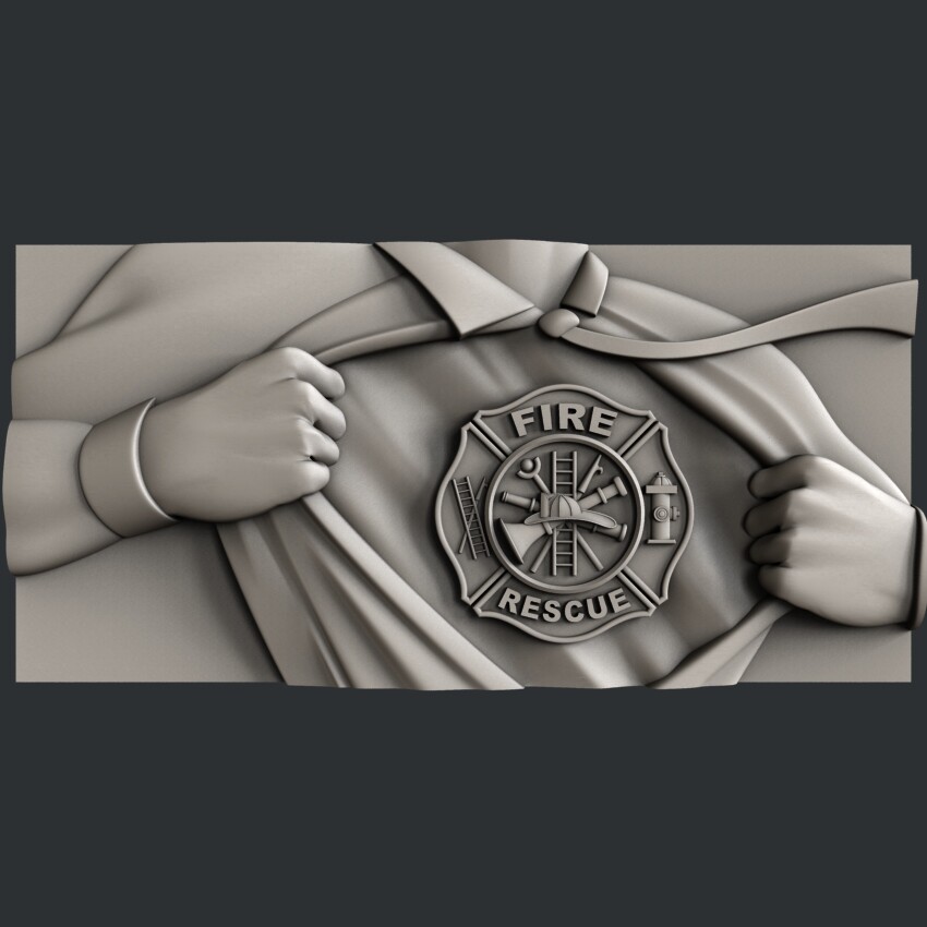 3d STL models for CNC, Artcam, Aspire, relief  Firefighter