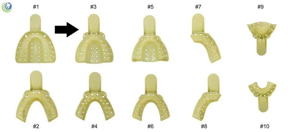 Dental Plastic Impression Trays Perforated Autoclavable Upper Medium #3 12 Pcs