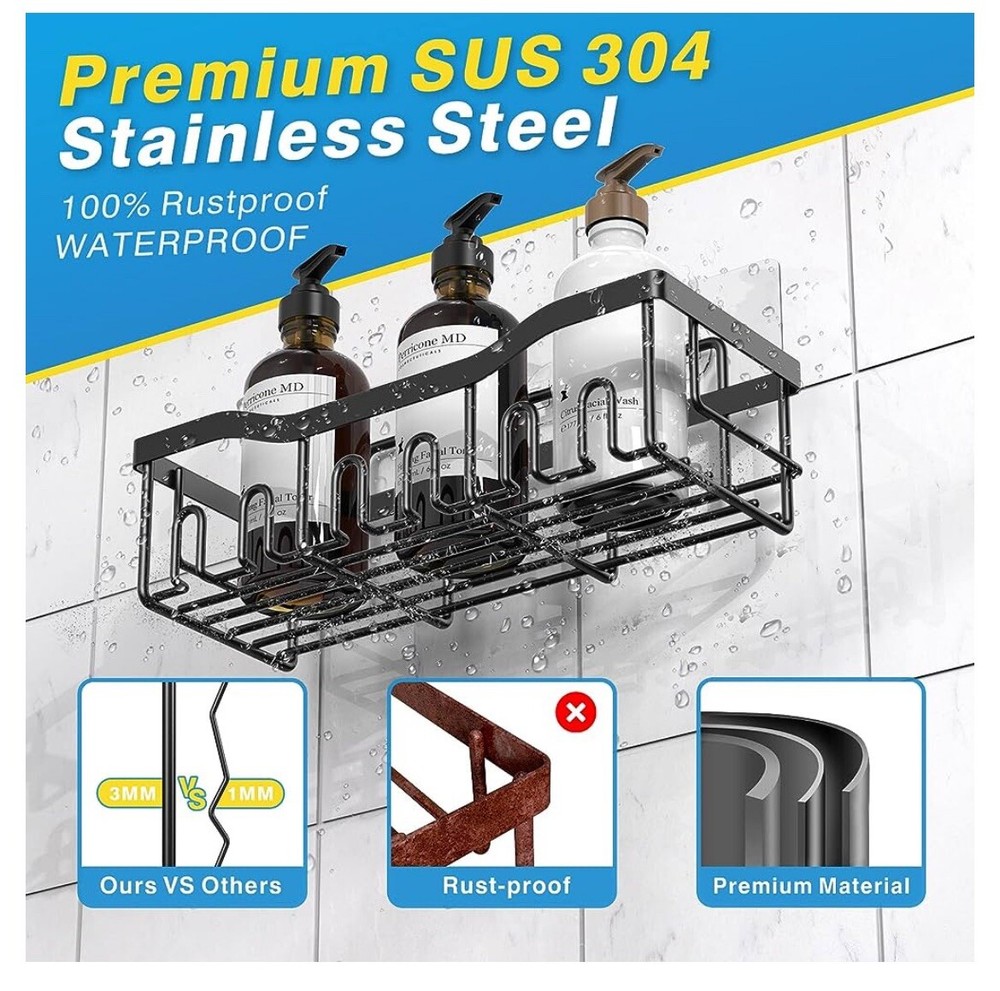 Adhesive Shower Caddy, 5 Pack Rustproof Stainless Steel Bath Organizers