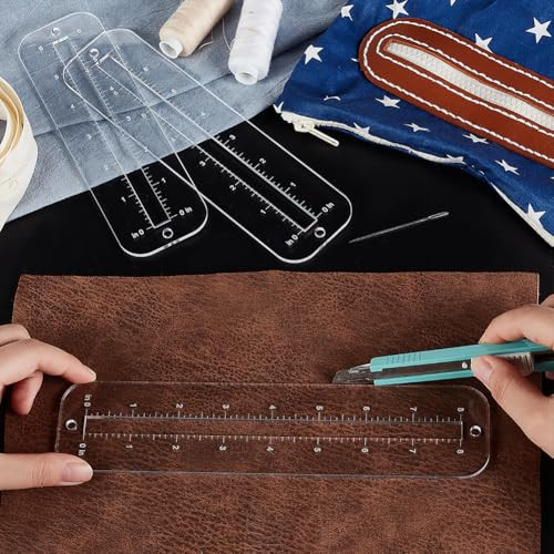 6pcs 3 Sizes Zipper Making Templates, Clear Zipper Template Patchwork Ruler
