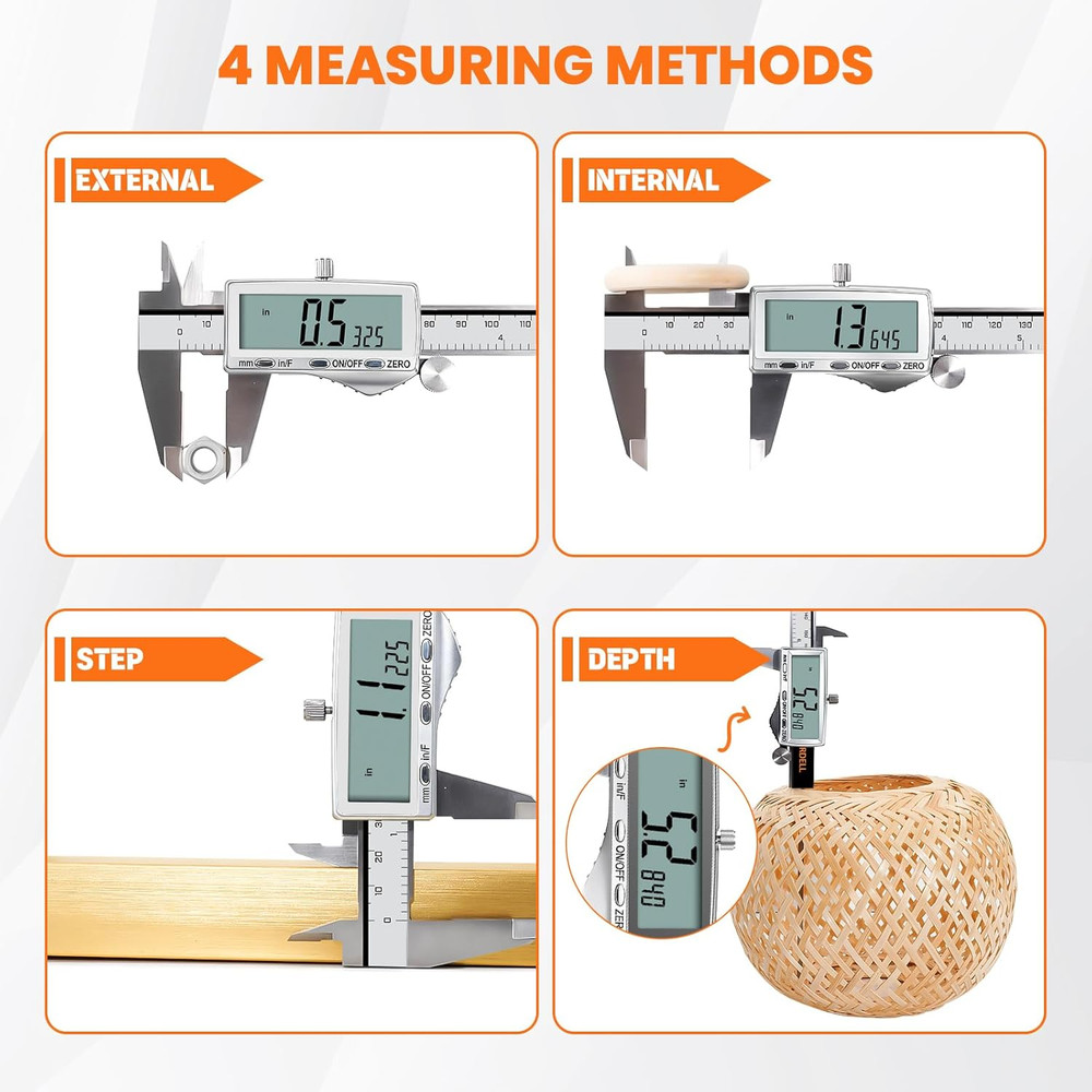 HARDELL Digital Caliper, Rechargeable Calipers with Large LCD Screen, Stainless