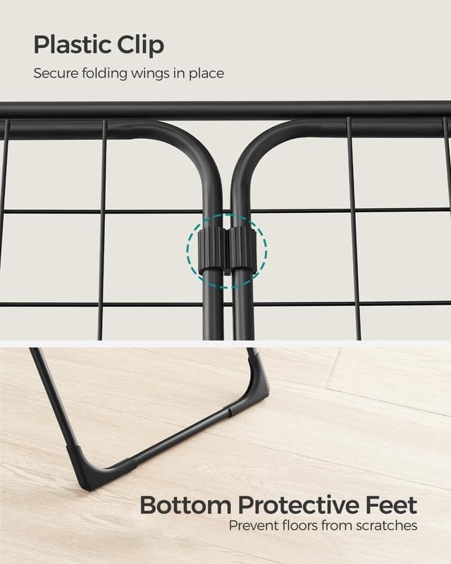 Clothes drying rack, metal laundry drying rack, foldable, space-saving,