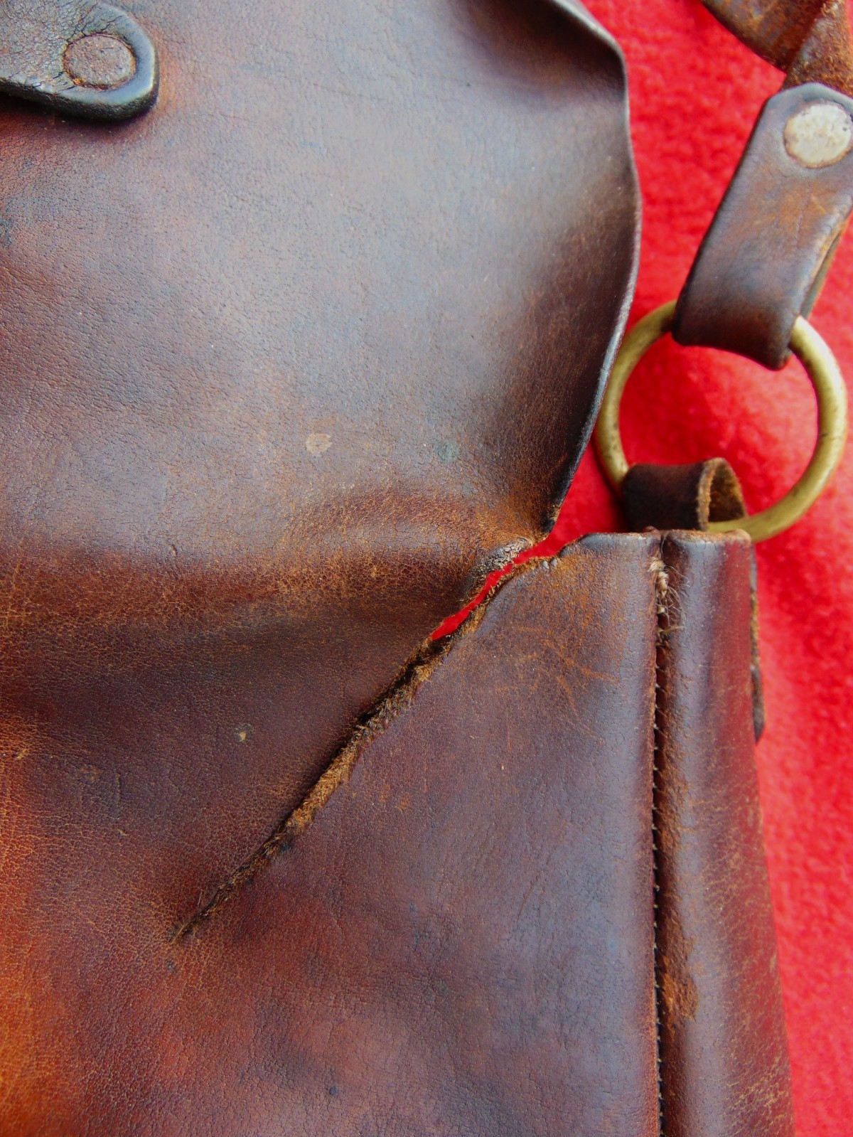 RARE ORIGINAL LATE 1800's LEATHER WESTERN COURIER BAG~SADDLE BAG TYPE ~ 11" HIGH