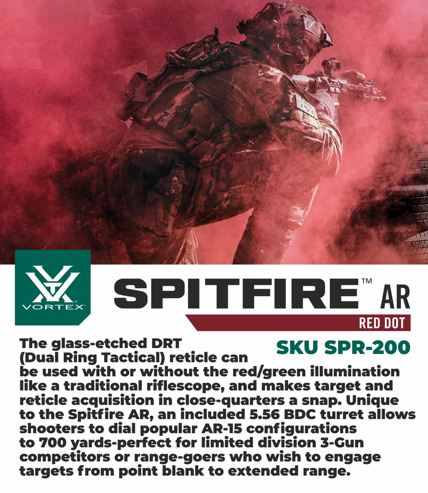 Vortex Optics SPR-200 Spitfire Prism Scope 1xDRT MOA with Vortex Free Hat Bundle
