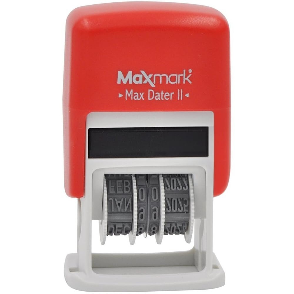 MaxMark Self-Inking Rubber Date Office Stamp with MAILED Phrase & Date - RED ...