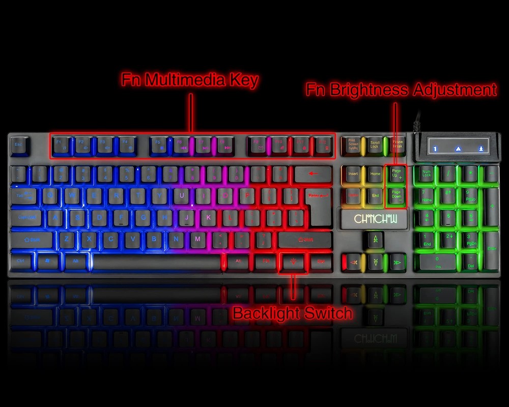 Keyboard and Mouse Gaming LED Wired Combo with Emitting Character Keyboard 48...