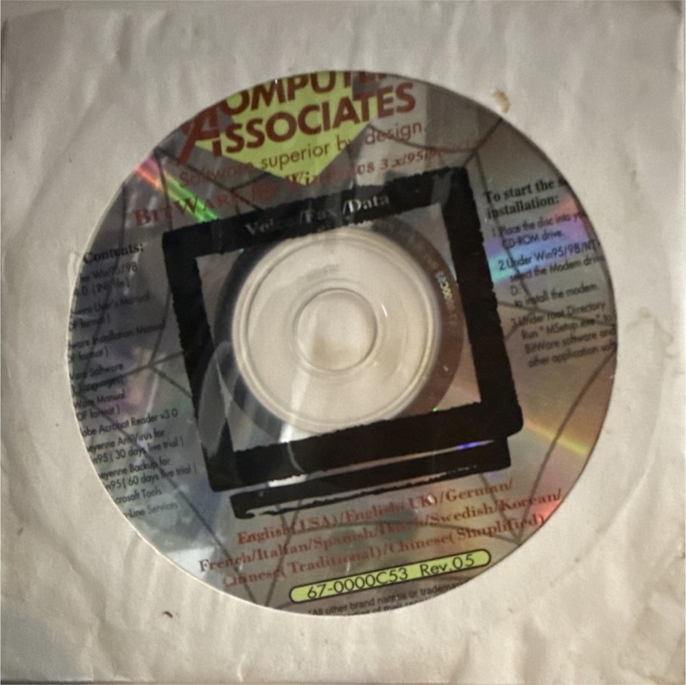 Computer Associates Bitware Virus Data Anti-Virus CD for Windows 95/98