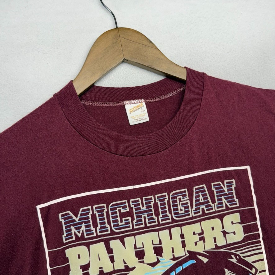 Vintage Michigan Panthers Shirt men's Large Red 80s USFL Single Stitch USA Made