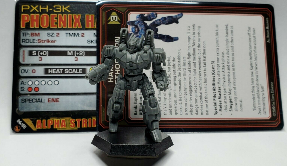 Battletech Phoenix Hawk Mech + Pilot Cards Battle Lance IS Kickstarter Catalyst