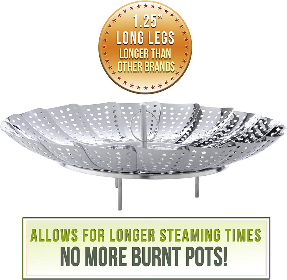 Sensible Needs Vegetable Steamer Basket Set Large & Standard Fold Expand Insert