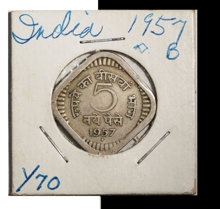 1957 India 5 Paise Coin