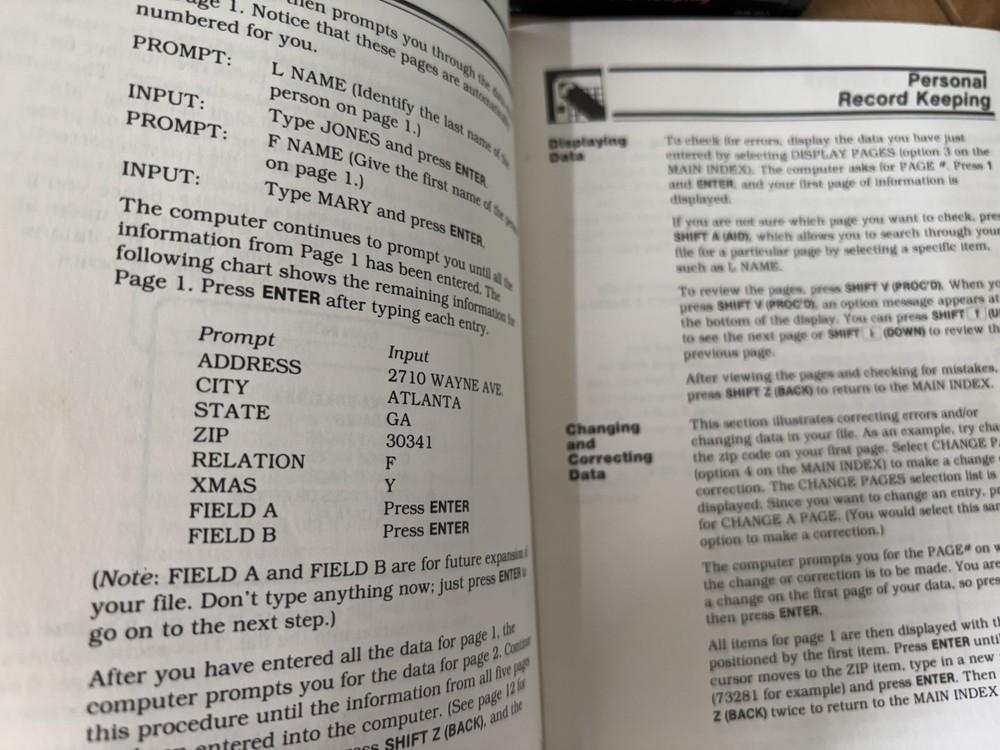 Personal Record Keeping for Texas Instruments TI99/4A Game & Command Module Book