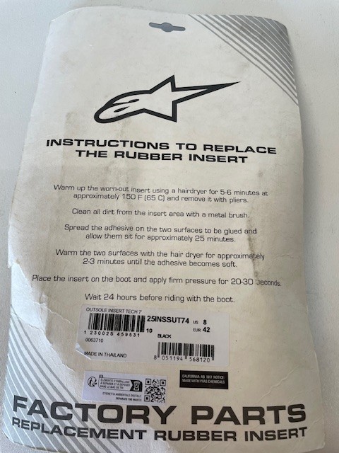 Alpinestars Replacement Soles and Inserts — Outsole Insert Size 8