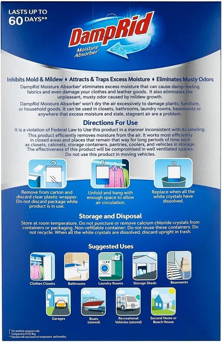 DampRid - 15.4 oz. Fragrance Free Hanging Bag Moisture Absorber (12 Pack) 4x3