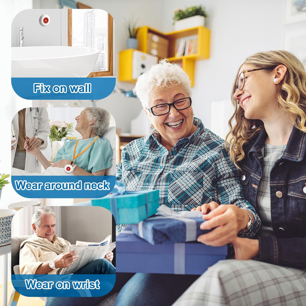 Daytech Wireless Caregiver Pager Call Button Elderly Nurse Alert System for Elde