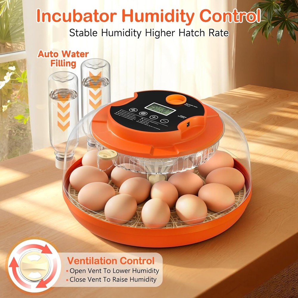 18 Egg Capacity Automatic Incubator with Humidity Control for Optimal Hatching