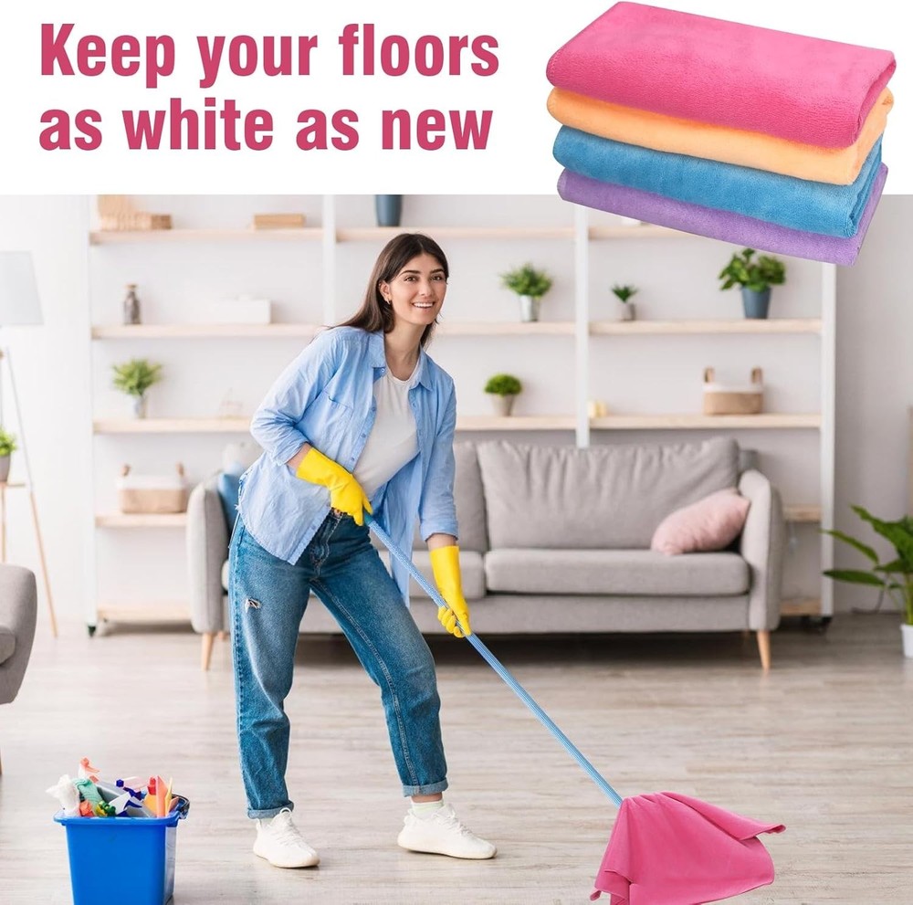 4 Pcs Multicolor Extra Large Microfiber Cleaning Cloth 30 x 20 Inch Reusable ...