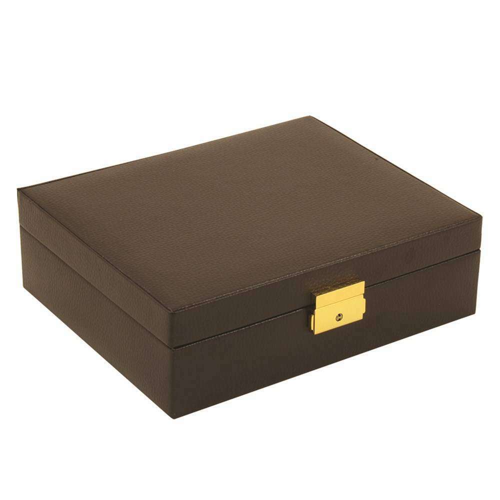 Brown Leather 4 Watch Case & Valet w/ Lock
