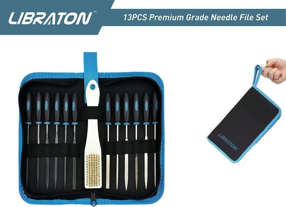 13-Piece Needle File Set with Ergonomic Handles for Precision Crafting