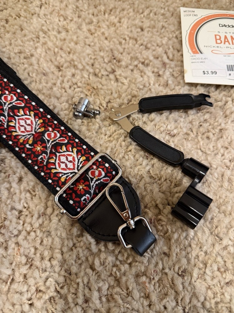 Mitchell MBJ200 Mahogany 5 String Banjo + Crossrock Bag + Strings Bundle READ