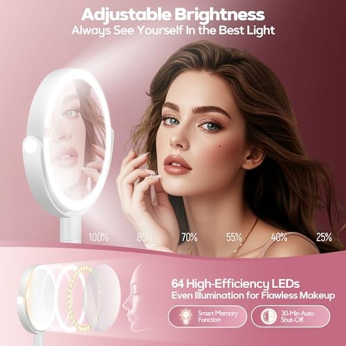 Makeup Mirror with Lights, 30X Magnifying & Height Adjustable, Lighted Withe
