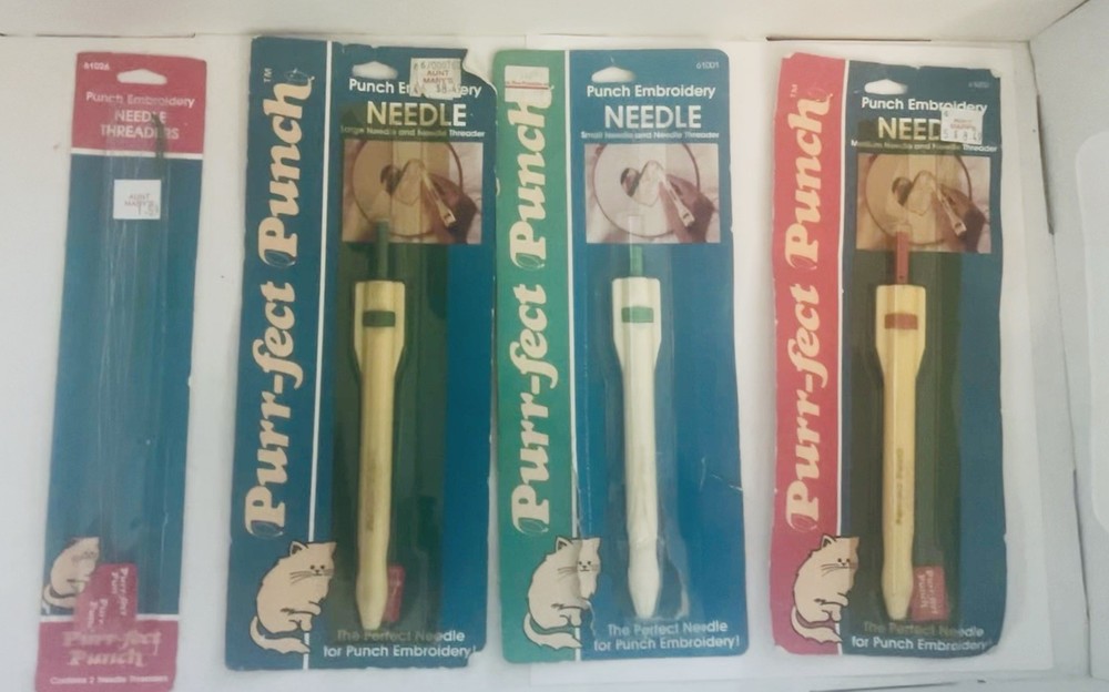 VTG 3 Purr-fect Punch USA Russian Punchneedle Loop Embroidery Tools & Threader