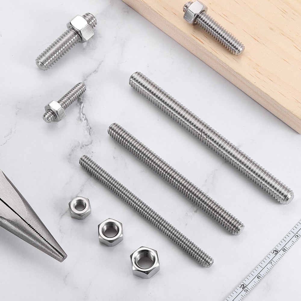 1/4"-20 Fully Threaded Rod, 2Pcs 304 Stainless Steel 4" Long Threaded Screw