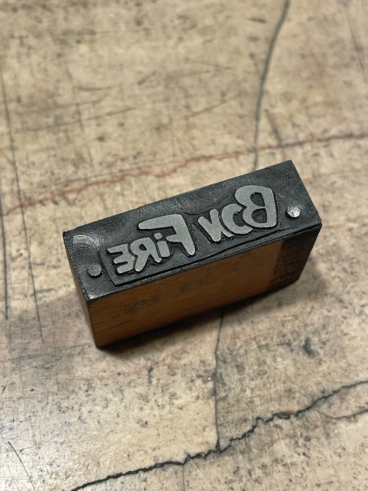Printing Letterpress Printers Block Bonfire Bon Fire Header (2142)