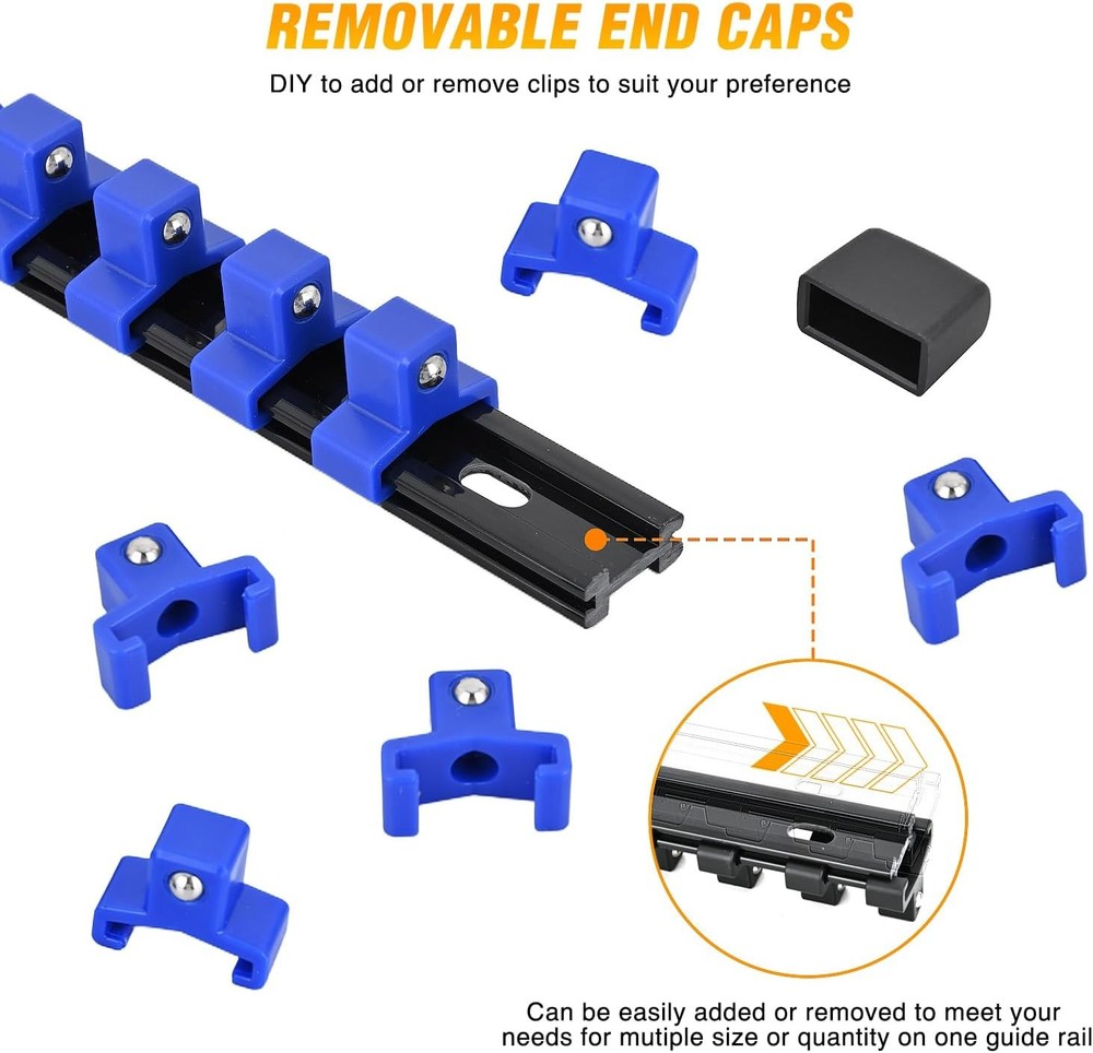 Socket Organizer ABS Socket Holder Set 1/4" 3/8" 1/2" Drive Socket Rail Holders