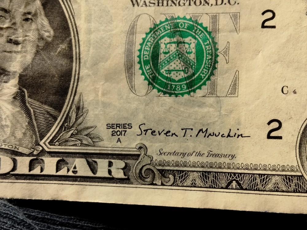 2017 A $1 Bill Wet Ink Transfer