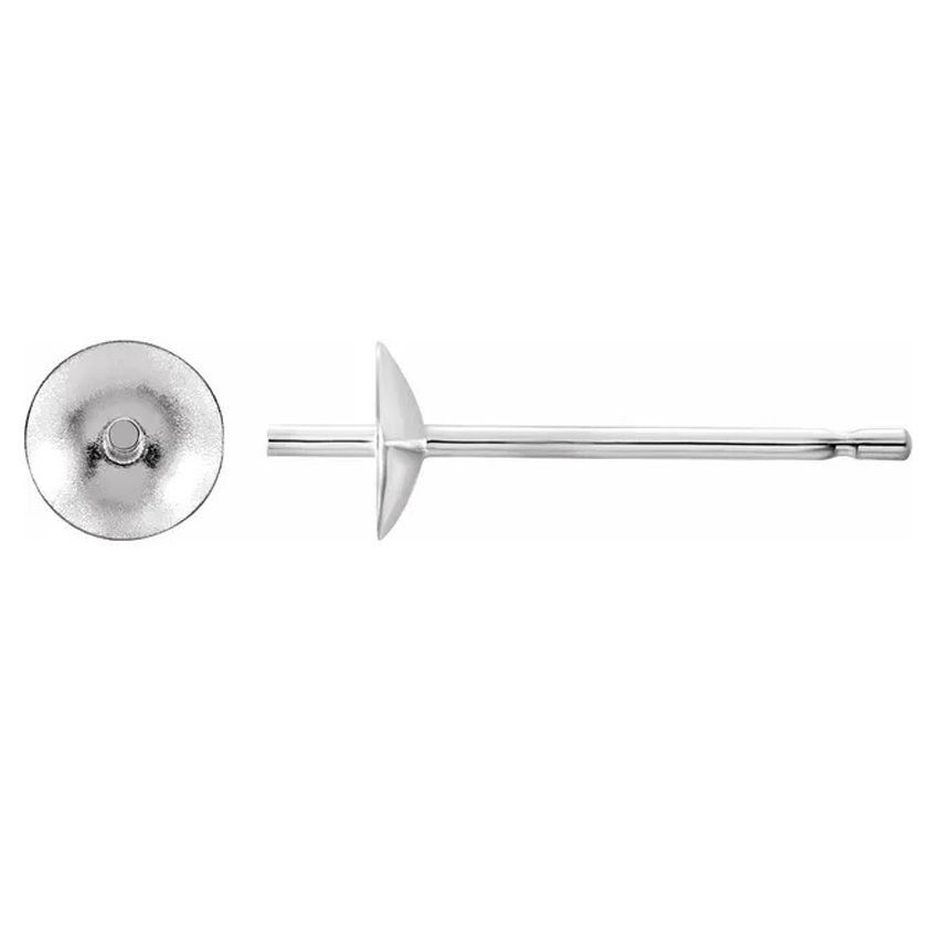 1 Pair (2 pcs) 5mm Platinum 950 Pearl Cup Earring Post