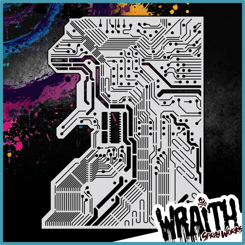 Circuit Board #2 - Reusable Airbrush Stencil Template