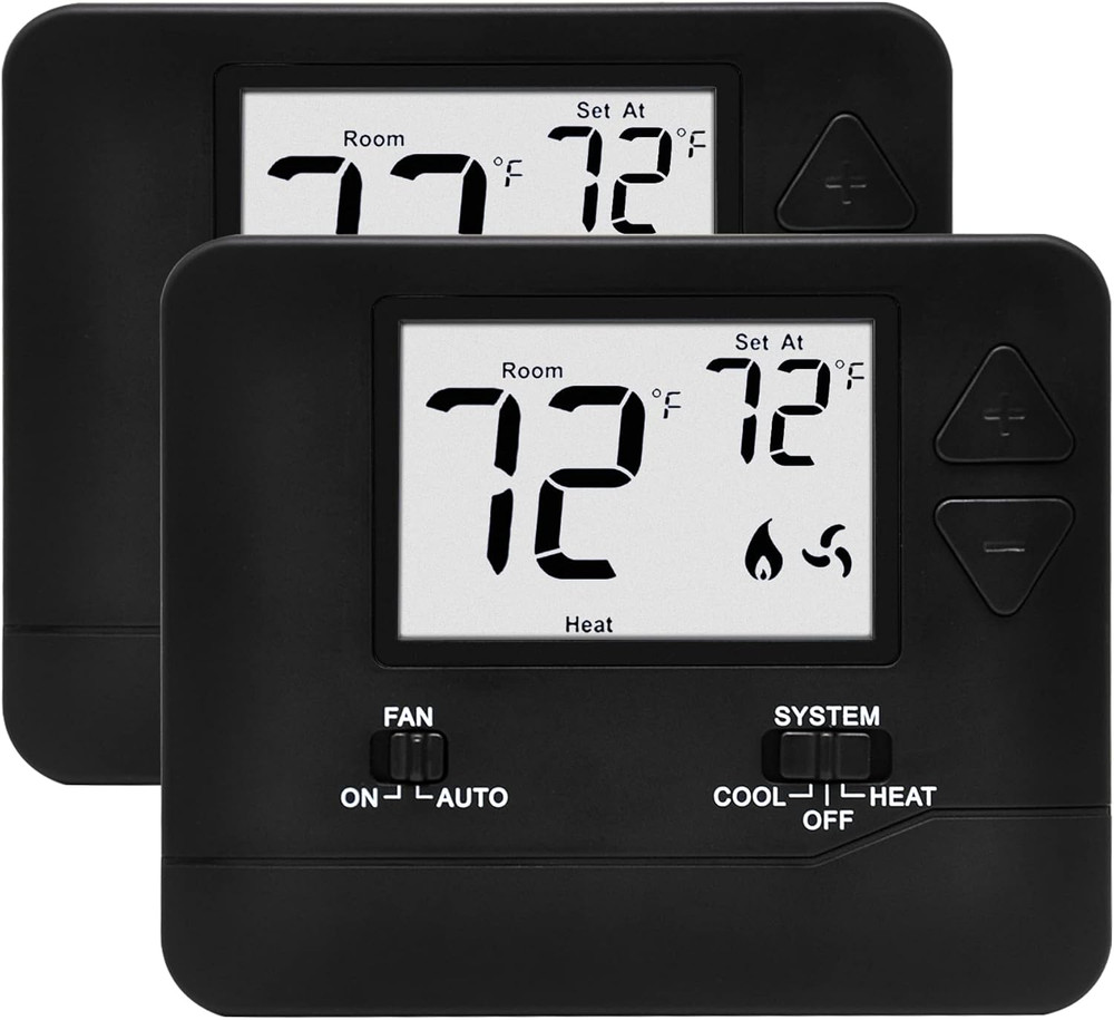 2 Pack -  Digital Thermostat with Large LCD Display, Non-Programmable,