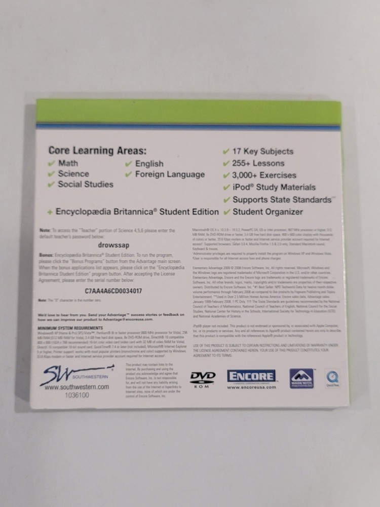 Elementary Advantage 2009 PC CD-ROM - Windows & Mac, Learning, 2 Discs