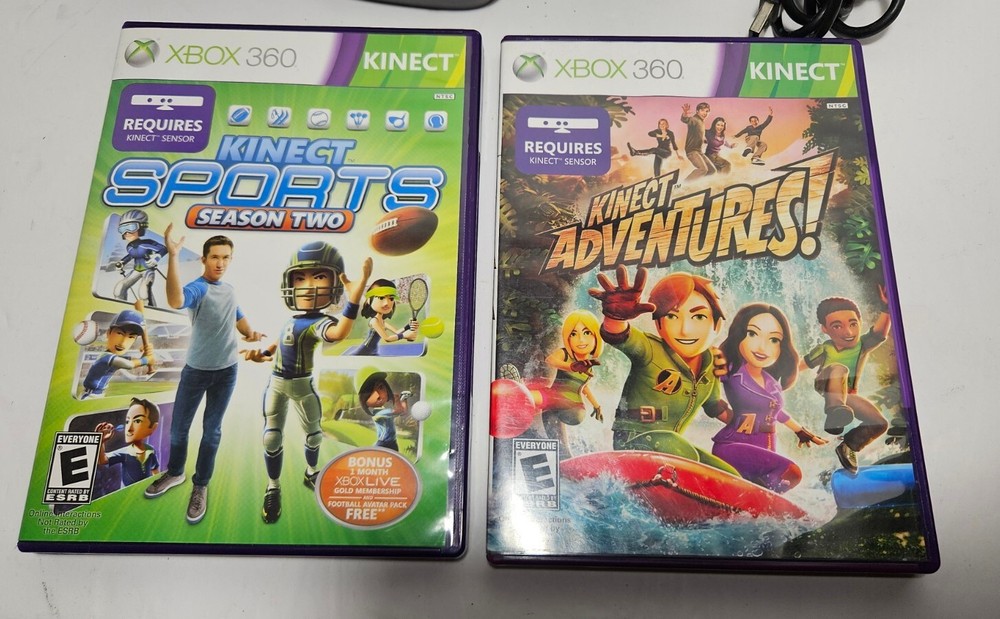Xbox 360 Kinect Sensor Bar Microsoft 1414 Great Condition W/ 2 Games #1