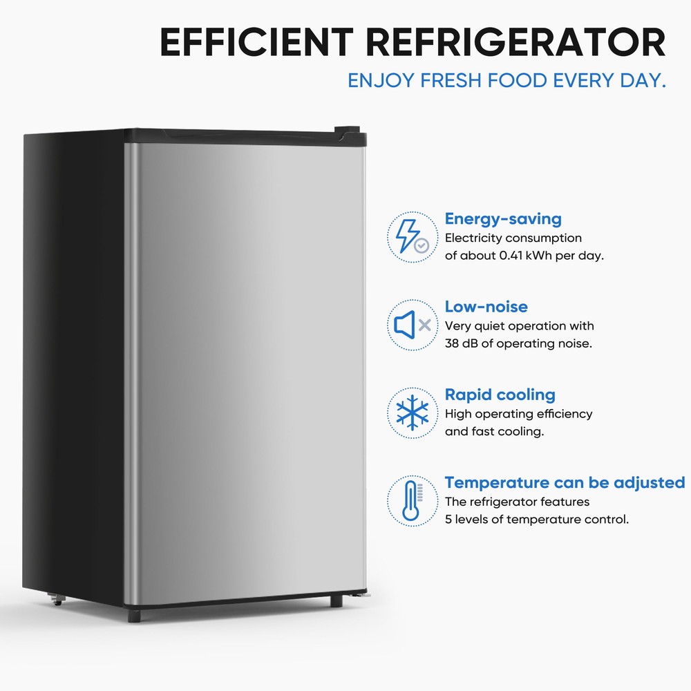 HOMEFLA Single Door Mini Refrigerator, 17.7" Width, with Separate Freezer