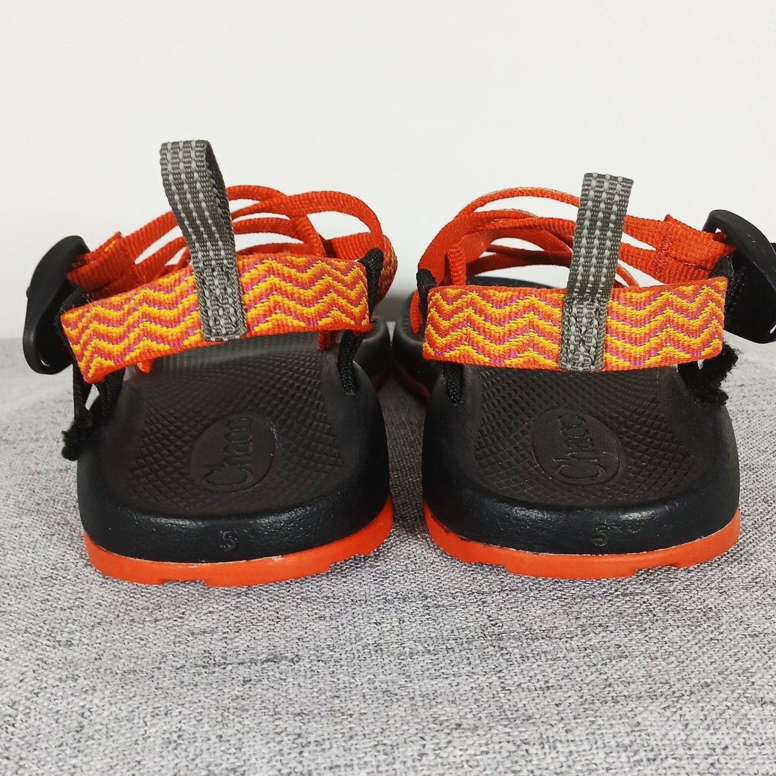 Chaco Z Cloud Womens Sandals Orange Yellow Chevron Double Strap Hiking Size 8