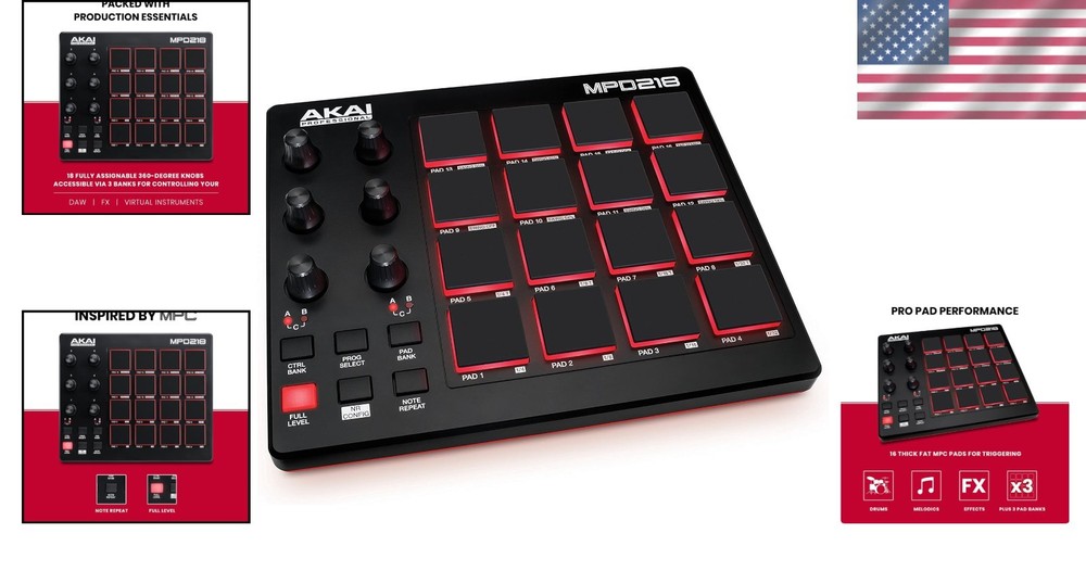 Portable USB MIDI Controller with 16 MPC Drum Pads