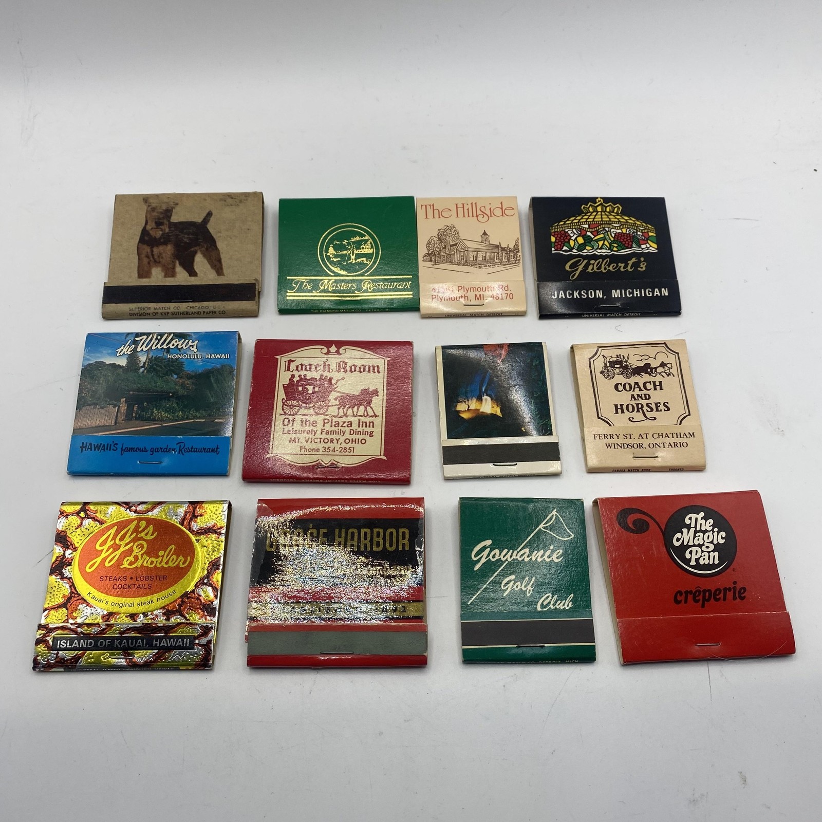Vintage Assorted Restaurant Advertising Matchbooks Lot 12 Hawaii Michigan Golf