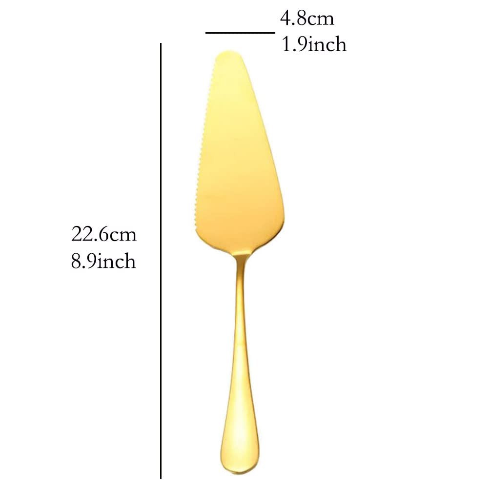 10 PCS Cake Server Pie Holder Transfer Triangular Spade Spatula Serrated Gold