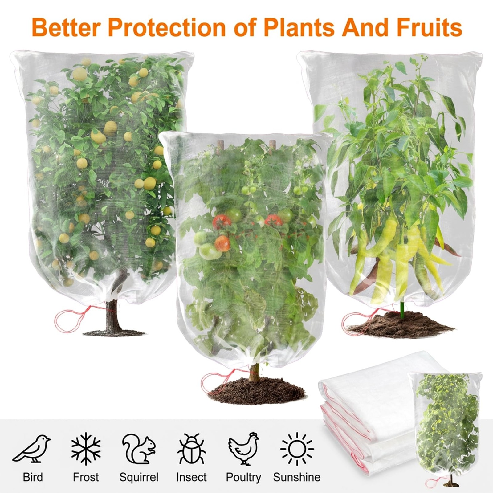 Bird Netting for Garden Protection – 3 Pack 2.3 x 3.3 FT Blueberry Bush Netti...